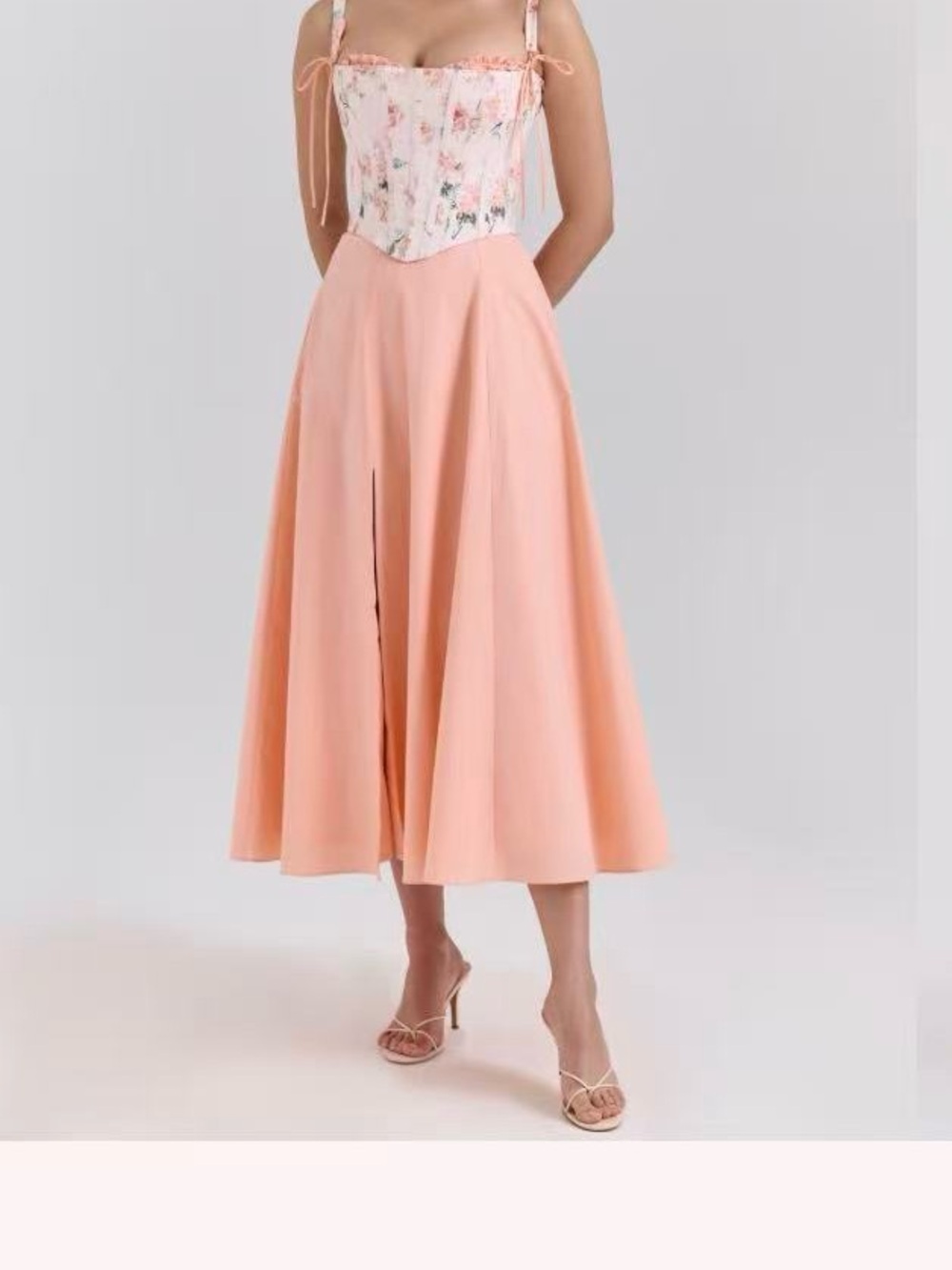 House of CB Peach A-Line Midi Skirt
